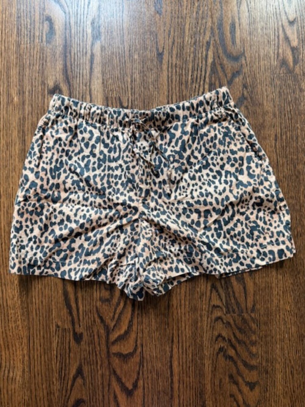 Leopard print Gap linen/cotton elastic waist shorts size S